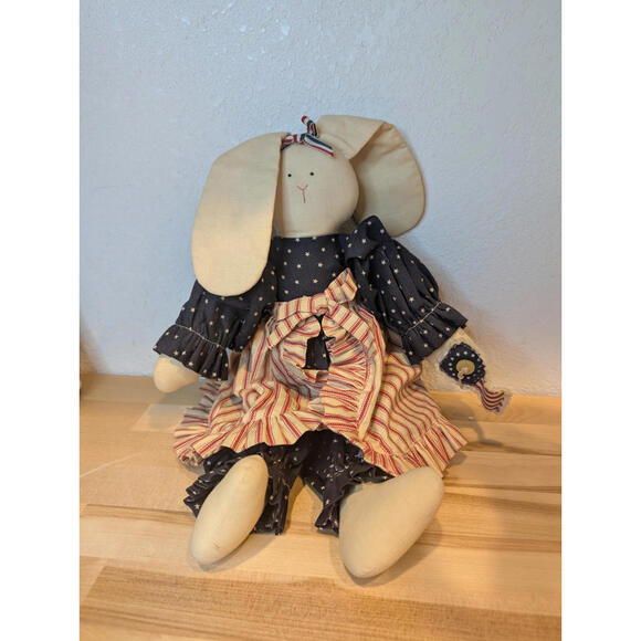 Other - Collectible Fabric Bunny Rabbit 18" Tall Stuffed Easter/4thjuly Decor Craft Doll